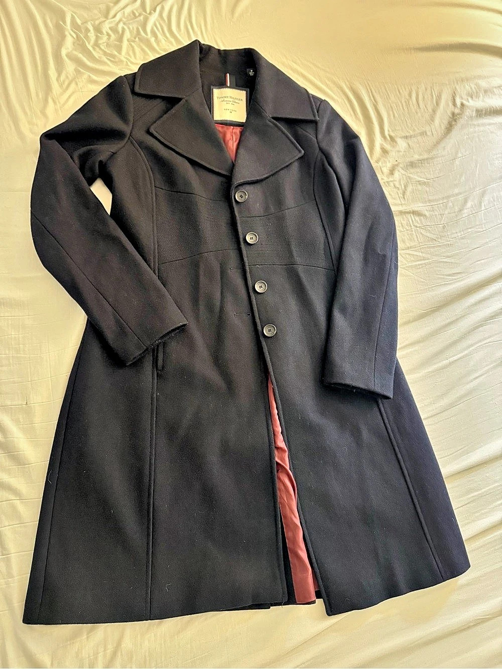 Tommy Hilfiger American Classics Wool Blend Pea Coat Size Medium- Navy